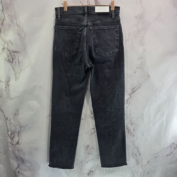 Levis Jeans Women 27 Black RE DONE 70s Stove Pipe Stoned Noir Straight Button - Picture 1 of 11